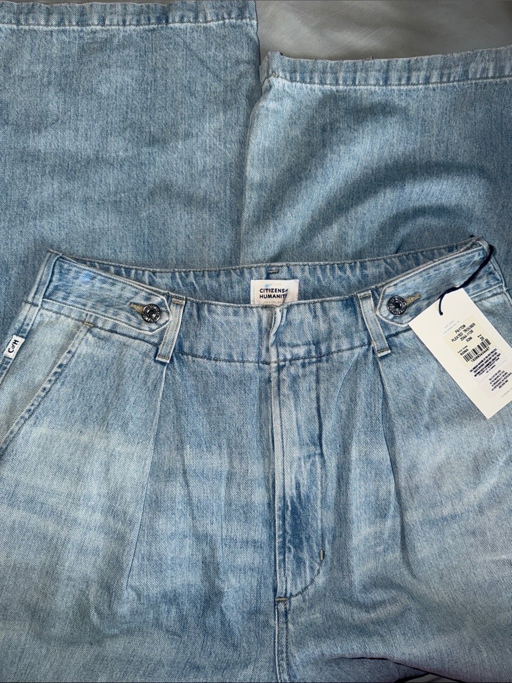 NWT Citizens of Humanity Payton Pleated Trouser Jeans Wide Leg Denim Roma Blue - Picture 5 of 7